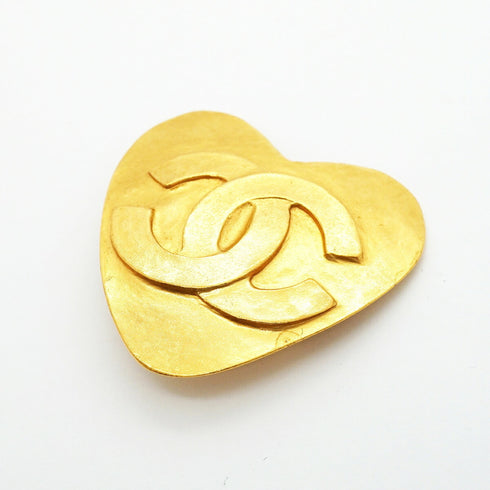 CC Logo Heart Brooch Metal
