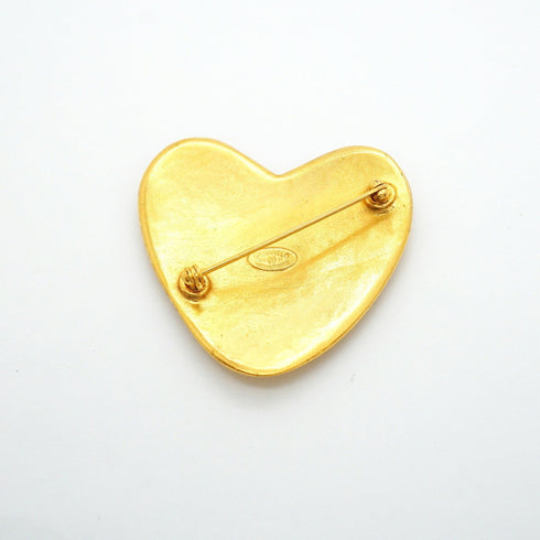 CC Logo Heart Brooch Metal