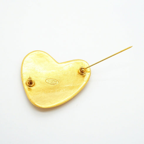 CC Logo Heart Brooch Metal