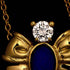 Pendant Necklace 18K Yellow Gold 40cm With Diamond and Lapis Lazuli