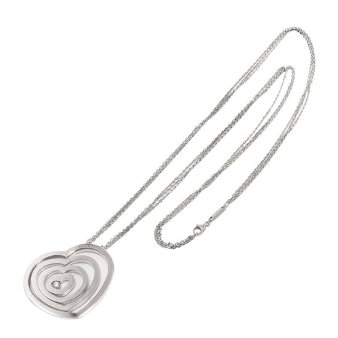 Happy Spirit Heart Pendant Necklace 18K White Gold With Diamond 60cm