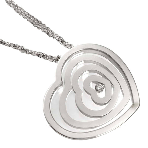 Happy Spirit Heart Pendant Necklace 18K White Gold With Diamond 60cm