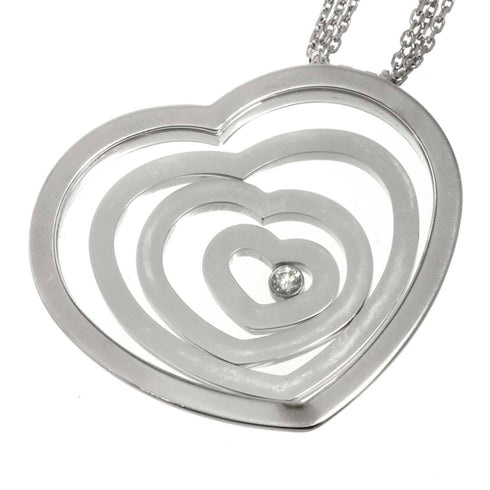 Happy Spirit Heart Pendant Necklace 18K White Gold With Diamond 60cm