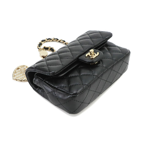 Valentine Crystal Hearts Flap Bag Quilted Lambskin Mini