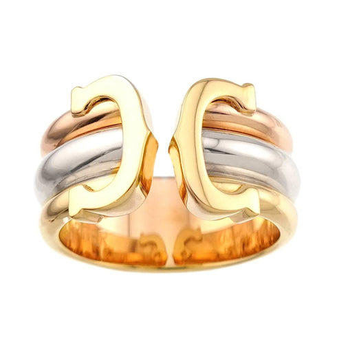 Vendome Louis Cartier Band Ring 18K Tricolor Gold