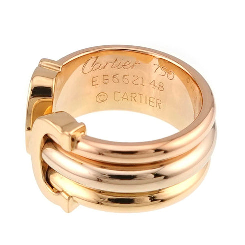 Vendome Louis Cartier Band Ring 18K Tricolor Gold