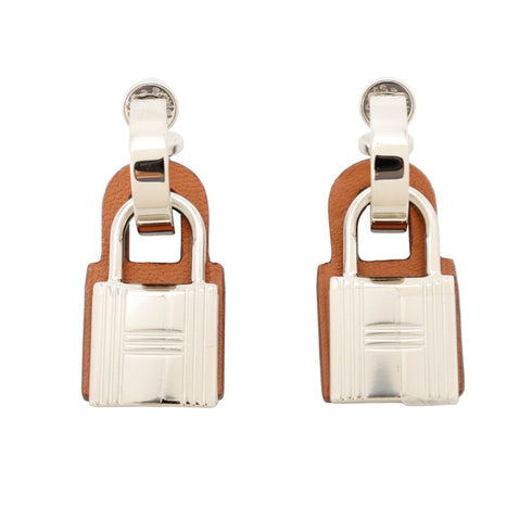 Earrings Metal and Swift Leather