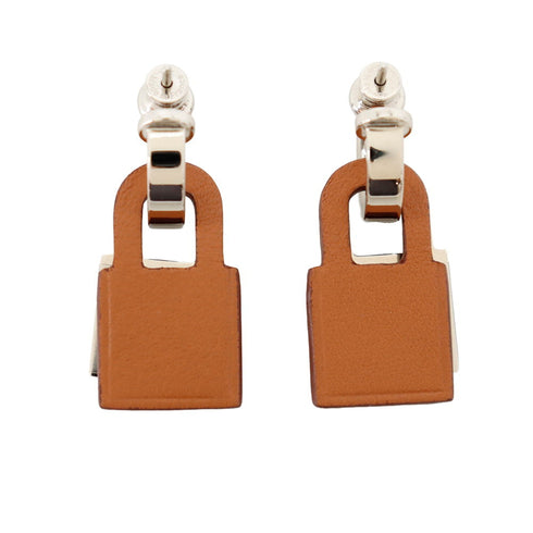 Earrings Metal and Swift Leather