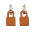 Earrings Metal and Swift Leather