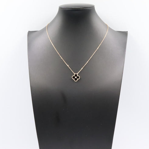 Vintage Alhambra Pendant Necklace 18K Rose Gold and Onyx