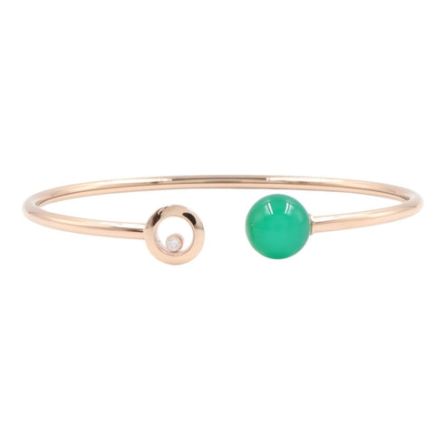 Bracelet 18K Rose Gold With Green Agate and Diamond