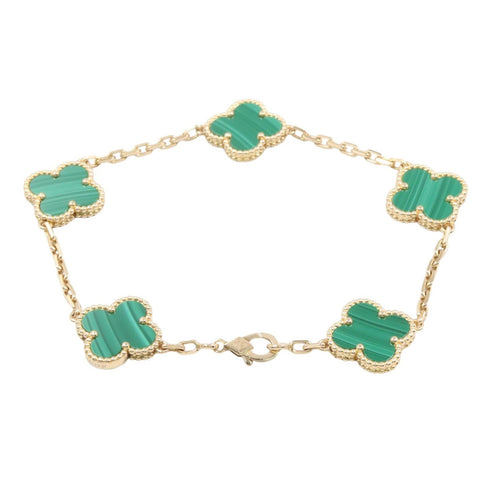 Vintage Alhambra Bracelet 18K Yellow Gold and Malachite