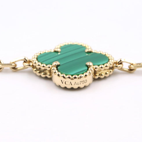 Vintage Alhambra Bracelet 18K Yellow Gold and Malachite