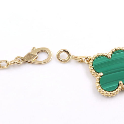 Vintage Alhambra Bracelet 18K Yellow Gold and Malachite