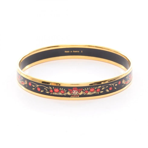 Cloisonné Enamel Bangle Gold Bracelet
