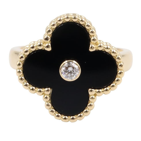 Vintage Alhambra Ring 18K Yellow Gold and Onyx