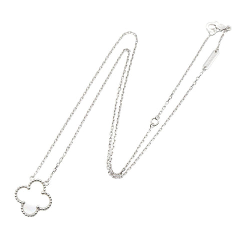 Vintage Alhambra Pendant Necklace Sterling Silver and 18K White Gold