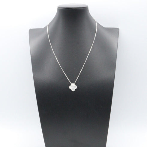 Vintage Alhambra Pendant Necklace Sterling Silver and 18K White Gold