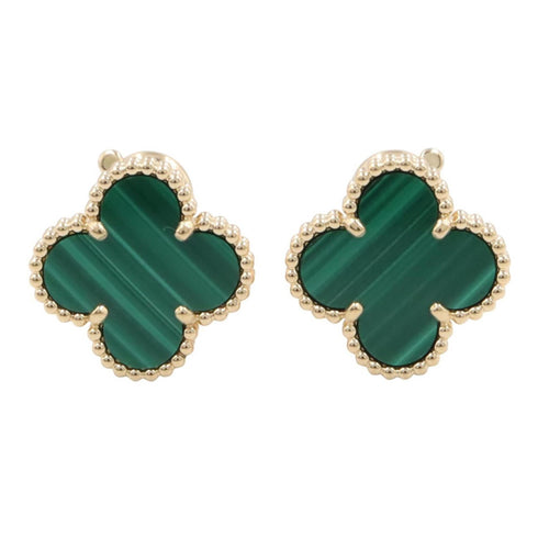 Vintage Alhambra Earrings 18K Yellow Gold and Malachite 18K Yellow Gold