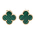 Vintage Alhambra Earrings 18K Yellow Gold and Malachite 18K Yellow Gold