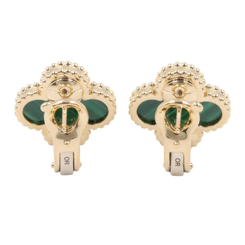Vintage Alhambra Earrings 18K Yellow Gold and Malachite 18K Yellow Gold