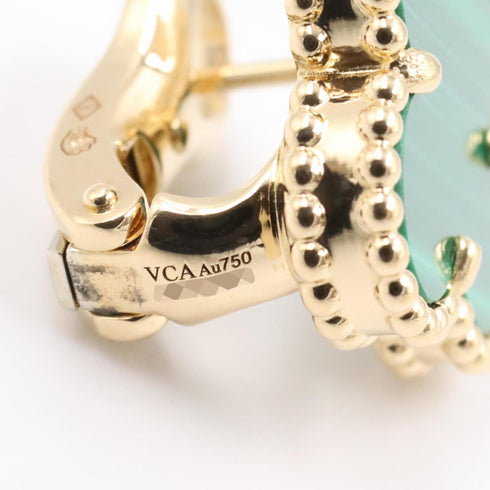 Vintage Alhambra Earrings 18K Yellow Gold and Malachite 18K Yellow Gold