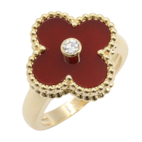 Vintage Alhambra Ring 18K Yellow Gold and Carnelian