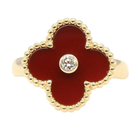 Vintage Alhambra Ring 18K Yellow Gold and Carnelian