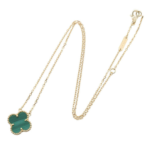 Vintage Alhambra Pendant Necklace 18K Yellow Gold and Malachite