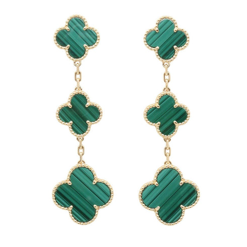 Alhambra Earrings 18K Yellow Gold and Malachite 18K Yellow Gold