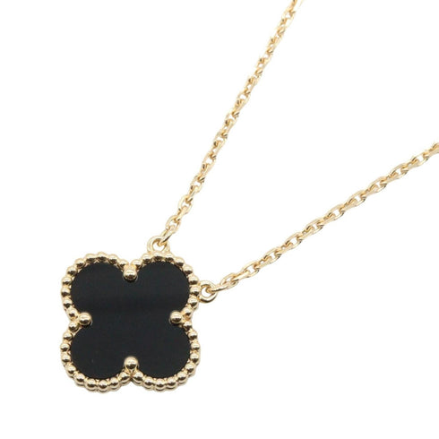 Vintage Alhambra Pendant Necklace 18K Yellow Gold and Onyx