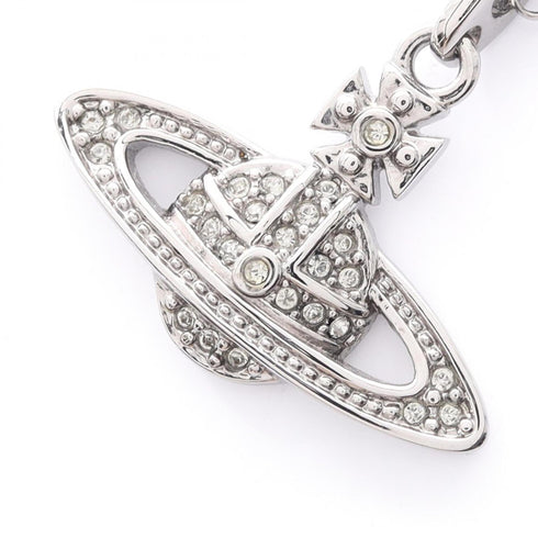Pendant Necklace Metal and Rhinestone Clear Silver