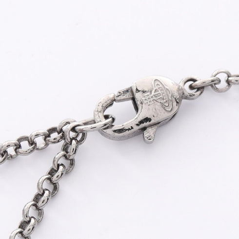 Pendant Necklace Metal and Rhinestone Clear Silver