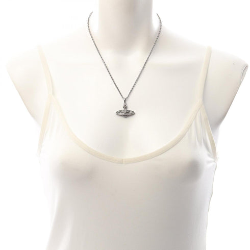 Pendant Necklace Metal and Rhinestone Clear Silver