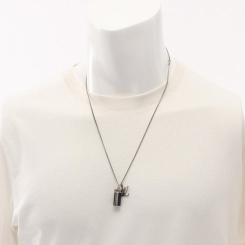 Monogram Eclipse Pendant Necklace Metal Black and Silver