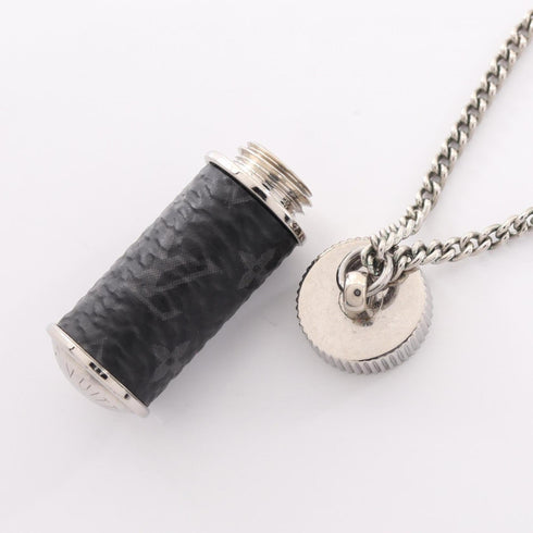 Monogram Eclipse Pendant Necklace Metal Black and Silver