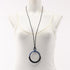 Loop Grand Pendant Necklace Leather and Metal Black Blue