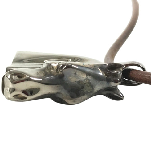 Cheval Horse Choker Necklace Leather and Metal Brown Silver