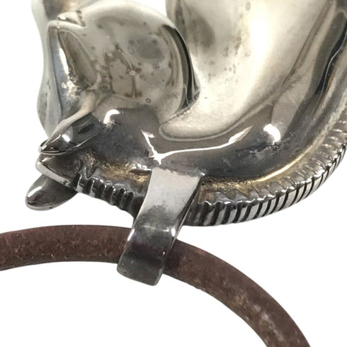 Cheval Horse Choker Necklace Leather and Metal Brown Silver