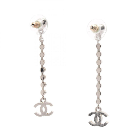 CC Logo Heart Earrings Silver-Tone Metal