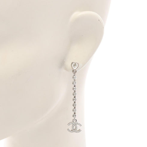 CC Logo Heart Earrings Silver-Tone Metal