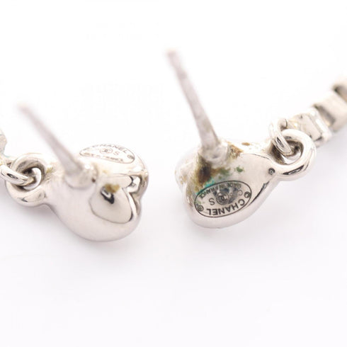 CC Logo Heart Earrings Silver-Tone Metal