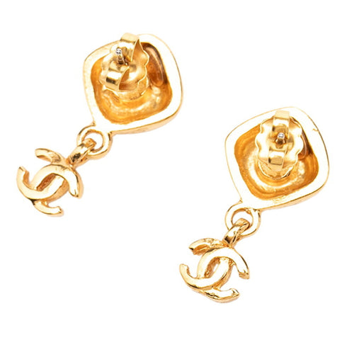 CC Logo Stud Earrings Metal Gold-Tone Metal