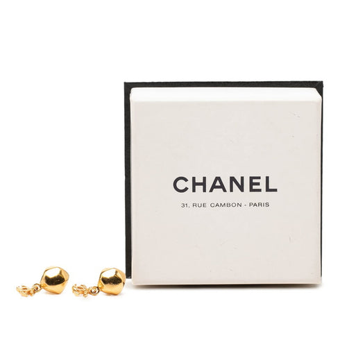 CC Logo Stud Earrings Metal Gold-Tone Metal