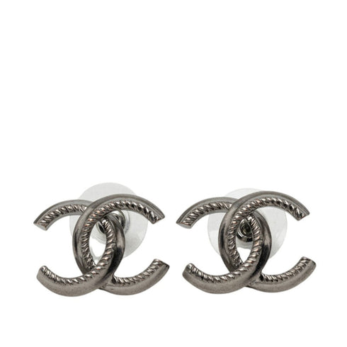 CC Logo Stud Earrings Silver-Tone Metal Silver-Tone Metal