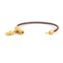 Padlock Charm Bracelet Leather and Metal Brown and Gold