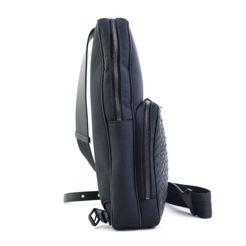 Sling Backpack Nylon with Intrecciato Leather