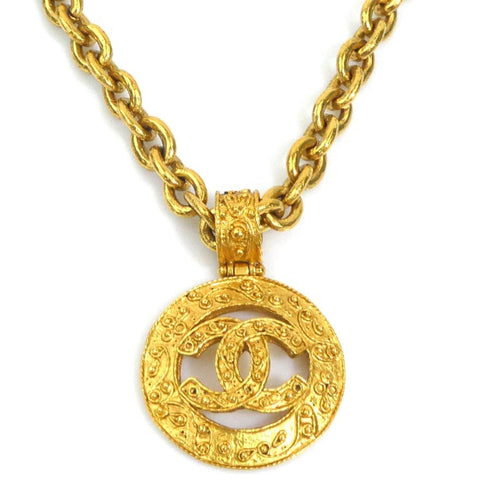 CC Logo Pendant Necklace Gold-Tone Metal
