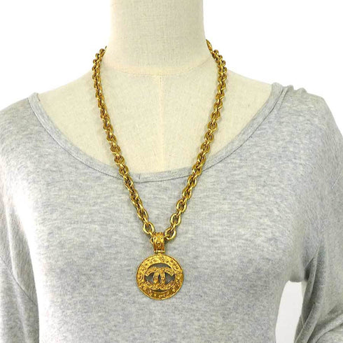 CC Logo Pendant Necklace Gold-Tone Metal