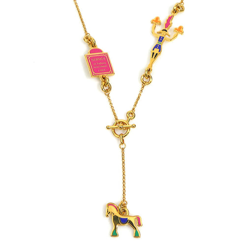 Cheval Grand Parade Pendant Necklace Enamel and Gold